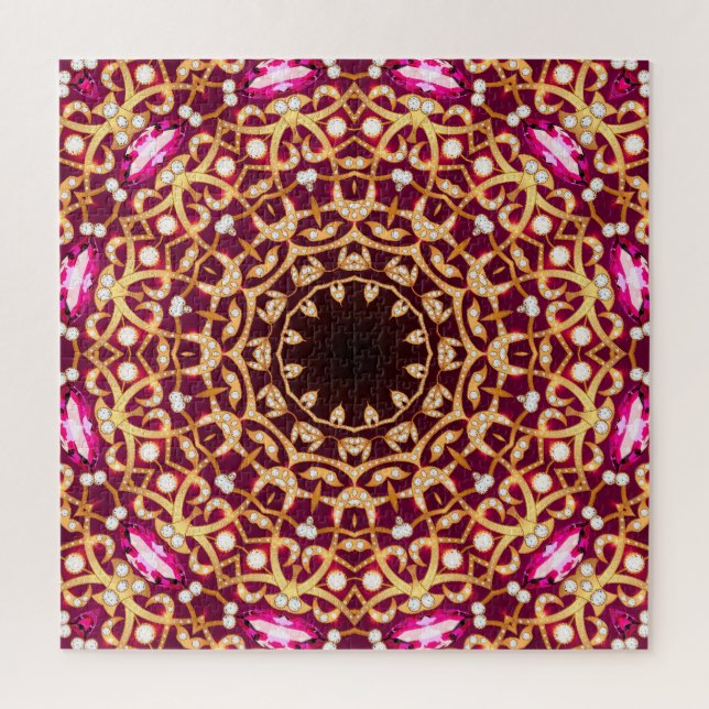 Mandala Brooch, geometrischer Vintager Hintergrund Puzzle (Vertikal)