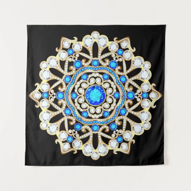 Mandala Brooch Schmuck, Design Element. Tribal eth Wandteppich (Vorderseite)