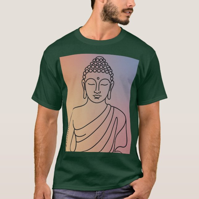 Mandala Buddha T-Shirt: Serene Line Art Zen Spirit T-Shirt (Vorderseite)