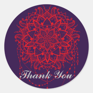 Mandala bunter indischer Marokkaner Vielen Dank Runder Aufkleber