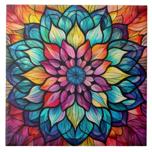 Mandala-Buntglas Fliese