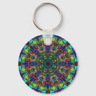 Mandala-Buntglas: Schlüsselanhänger