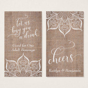 Mandala & Burlap mit Hübschem Skript, Trinkkarten