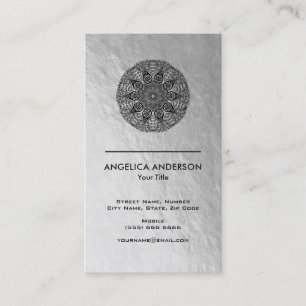 Mandala Business Card Imitate Silbergewebe Visitenkarte