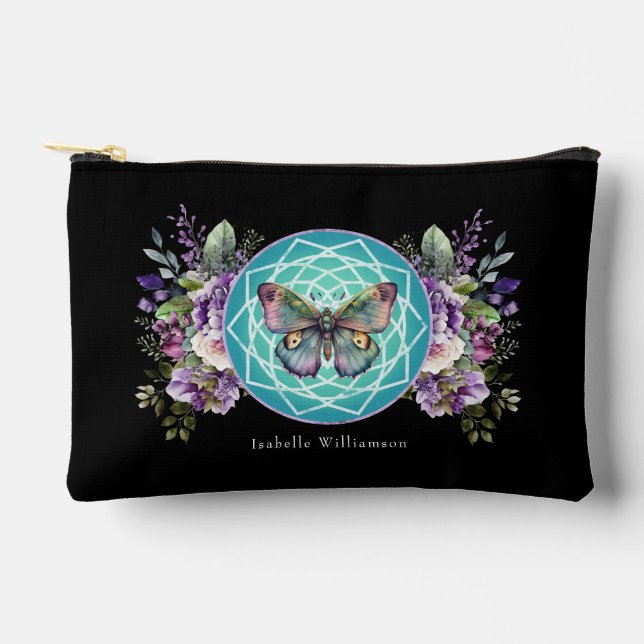 Mandala Butterfly Lila floral Esoteric Psychic Zubehörtasche (Vorderseite)