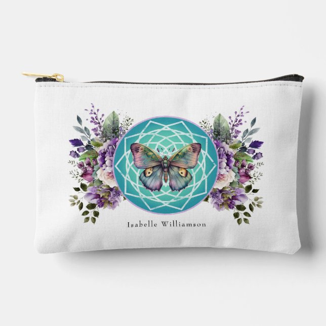 Mandala Butterfly Lila florales Esoterisches Tarot Zubehörtasche (Vorderseite)