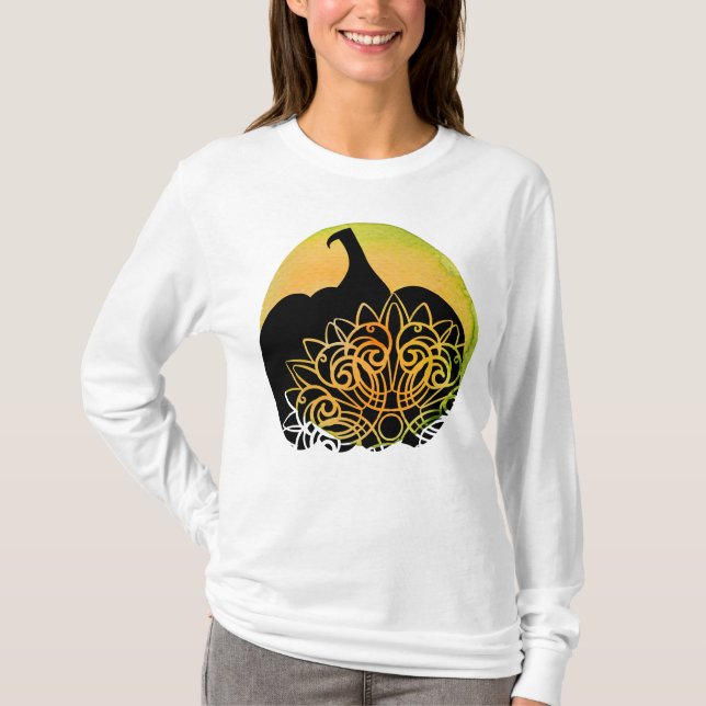 Mandala Carved Pumpkin mit Autumn Moon T - Shirt (Vorderseite)