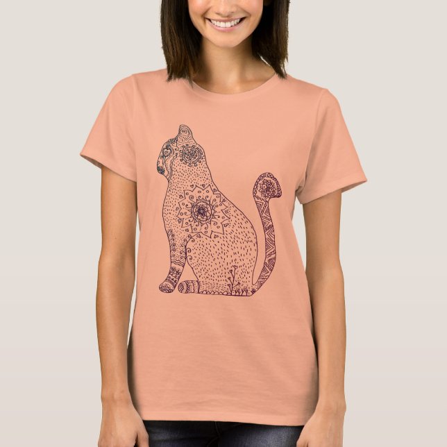 Mandala Cat 3/4 Sleeve Raglan T - Shirt (Vorderseite)