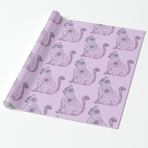 Mandala Cat Glossy Wrapping Paper, 30 in x 6 Geschenkpapier