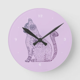 Mandala Cat Round (Medium) Wall Clock Runde Wanduhr