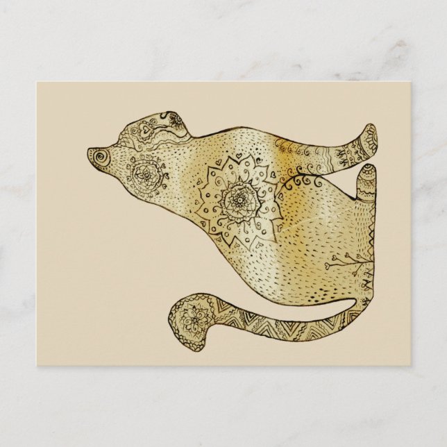 Mandala Cat Zeichnend Postkarte (Vorderseite)
