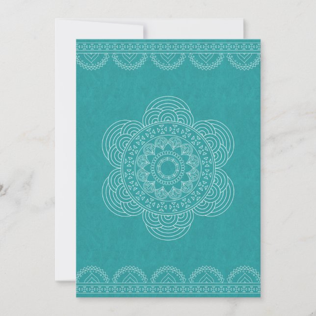 Mandala Chic Hipster 40. Geburtstag Aquamarin Gree Einladung (Vorderseite)
