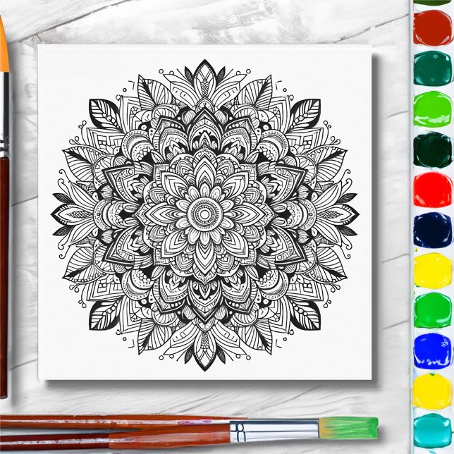 Mandala Chronicles ser.1 #01C Colorable/Paint over Leinwanddruck (Mandala Line art ready for Panting on Canvas)