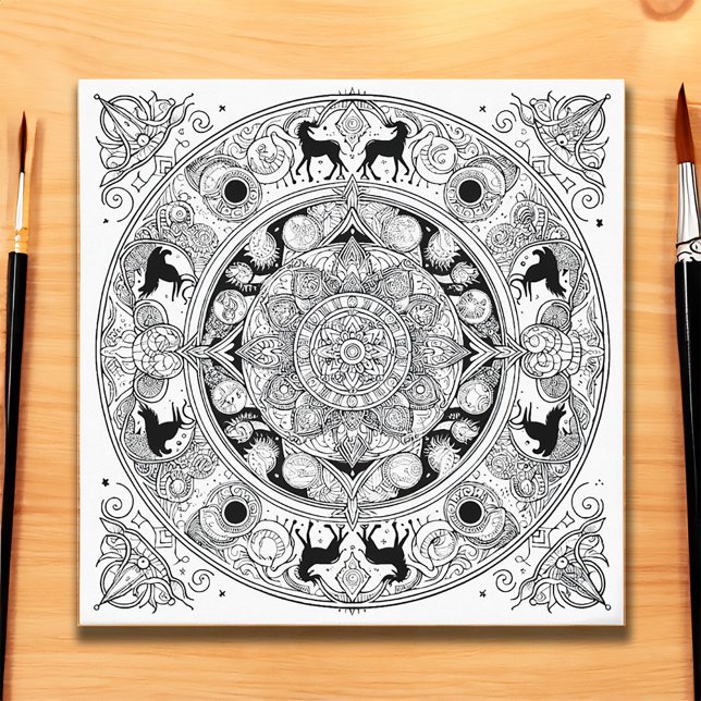 Mandala Chronicles ser.1 #03 Colorable/Paint over Leinwanddruck (Mandala Line art ready for Panting on Canvas)