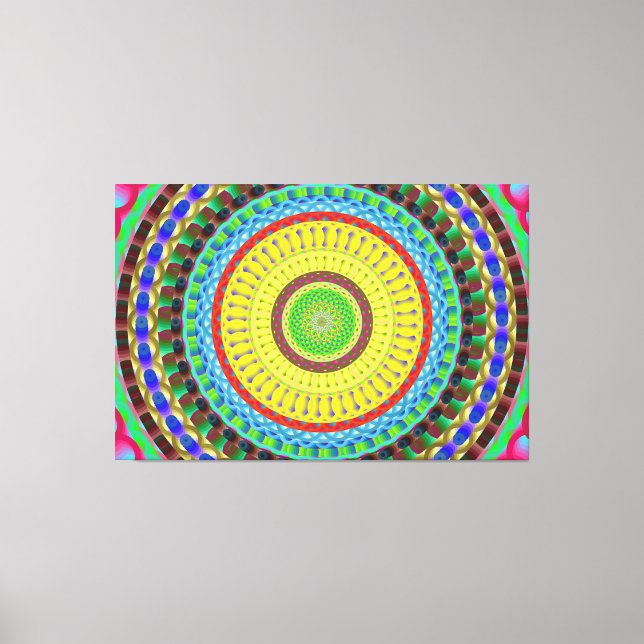 Mandala Circle Art A4 Stretched Canvas Print Leinwanddruck (Vorderseite)