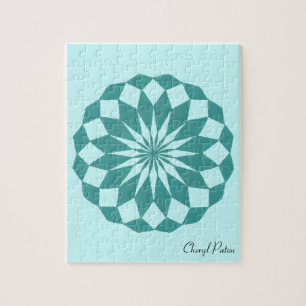 Mandala Circle Diamonds Turquoise Muster Puzzle