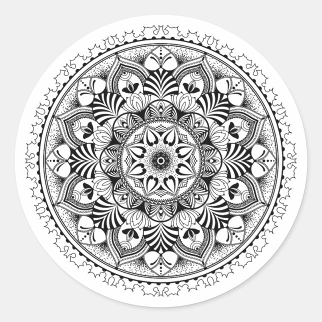 Mandala Circle Runder Aufkleber (Vorderseite)