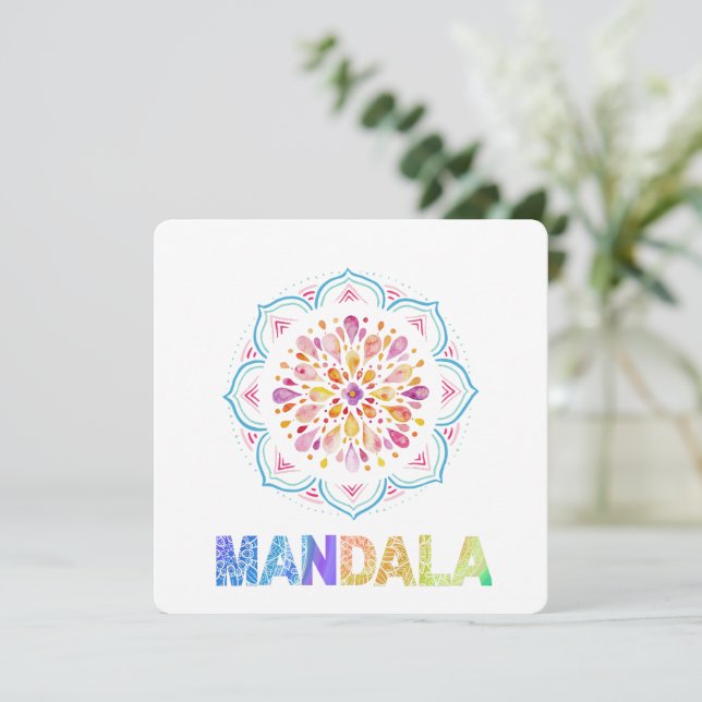MANDALA COLORED LOTUS BLUME EINLADUNG (Stehend Vorderseite)