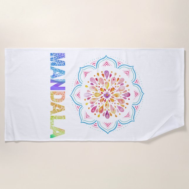 MANDALA COLORED LOTUS BLUME STRANDTUCH (Vorderseite)
