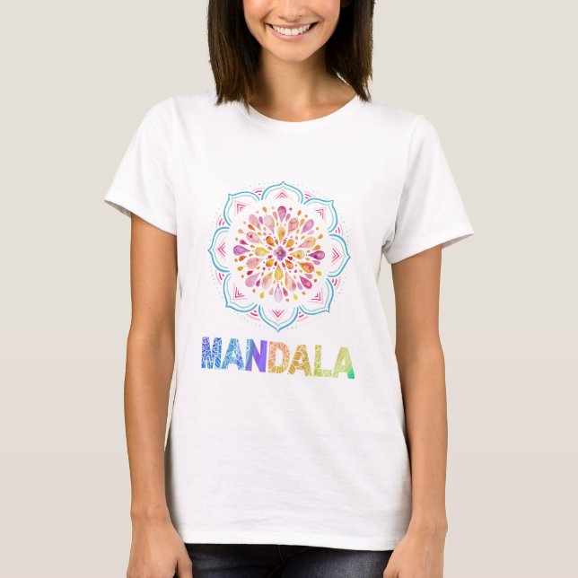 MANDALA COLORED LOTUS BLUME T-Shirt (Vorderseite)