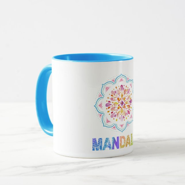 MANDALA COLORED LOTUS BLUME TASSE (Vorderseite Links)