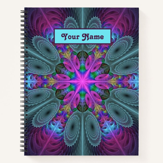 Mandala Colorful Fraktal Art Kaleidoskop Name Notizbuch (Vorderseite)