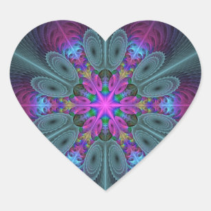 Mandala Colorful Spirituelles Fraktal Kunst, Dicht Herz-Aufkleber
