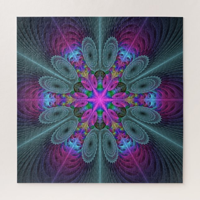 Mandala Colorful Spirituelles Fraktal Kunst, Dicht Puzzle (Vertikal)
