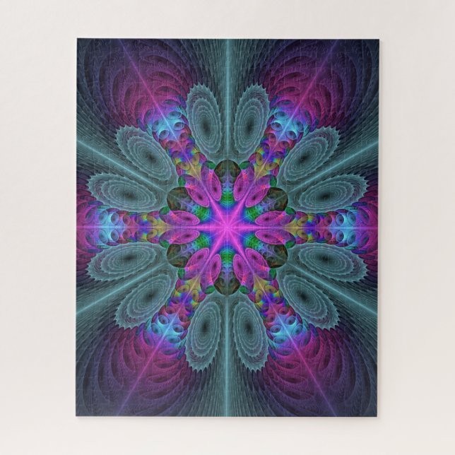 Mandala Colorful Spirituelles Fraktal Kunst, Dicht Puzzle (Vertikal)