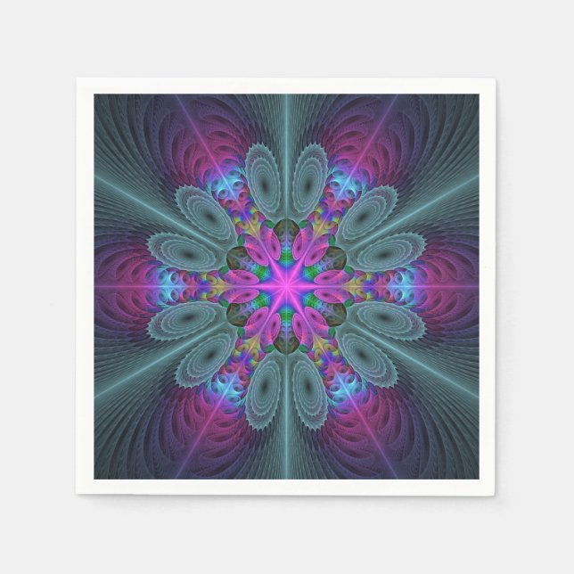 Mandala Colorful Spirituelles Fraktal Kunst, Dicht Serviette (Vorderseite)