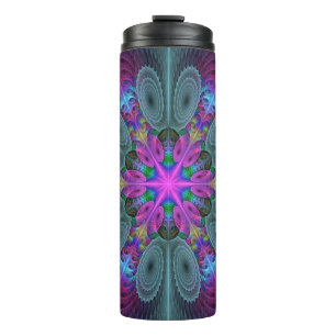 Mandala Colorful Spirituelles Fraktal Kunst, Dicht Thermosbecher