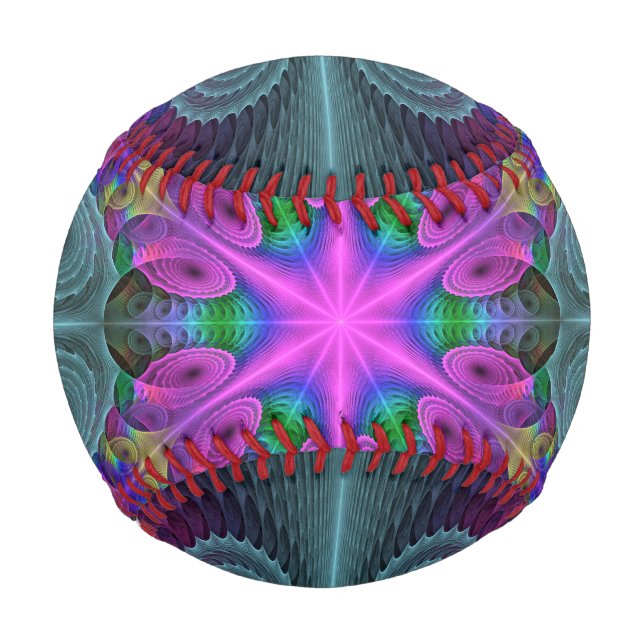 Mandala Colorful Strickendes Fraktal Kunst Kaleido Baseball (Vorderseite)