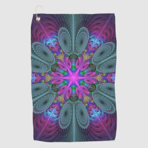 Mandala Colorful Strickendes Fraktal Kunst Kaleido Golfhandtuch
