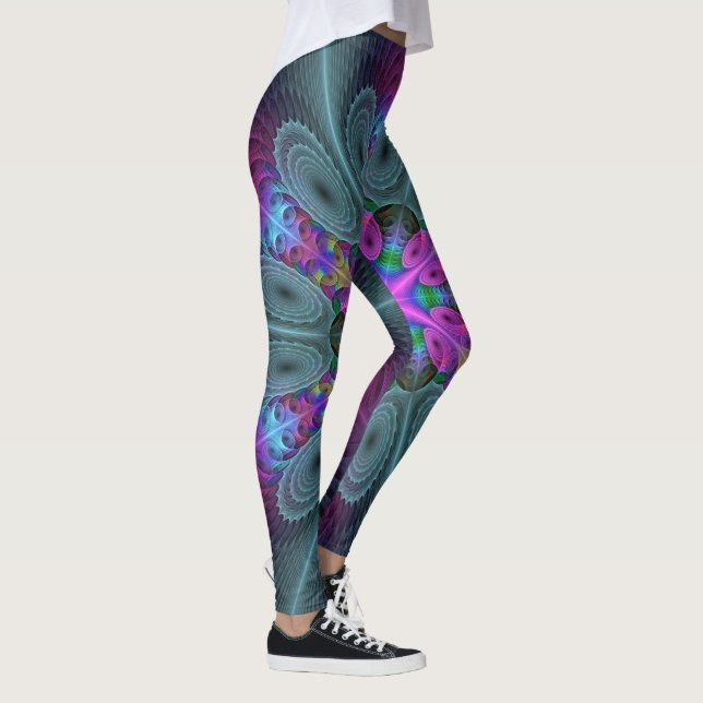 Mandala Colorful Strickendes Fraktal Kunst Kaleido Leggings (Rechts)