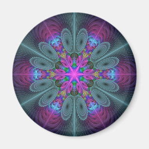 Mandala Colorful Strickendes Fraktal Kunst Kaleido Magnet