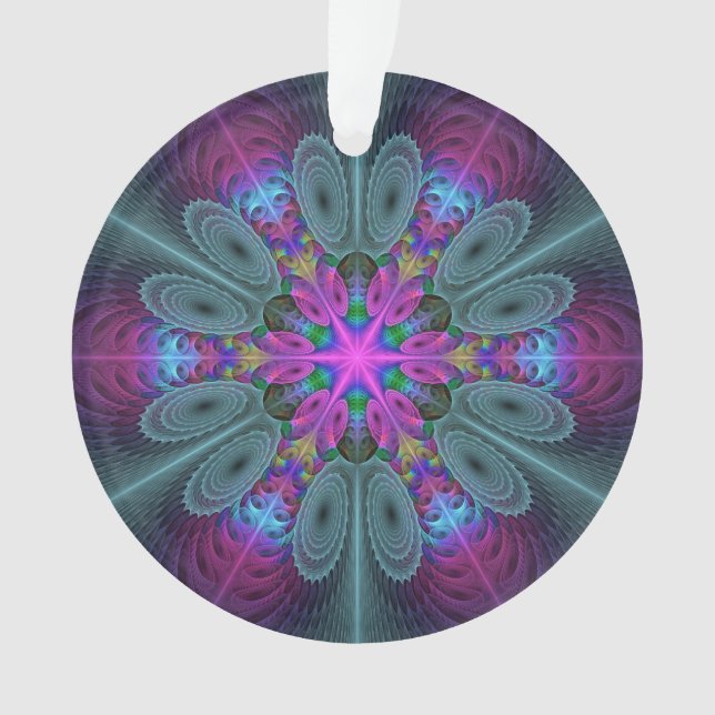 Mandala Colorful Strickendes Fraktal Kunst Kaleido Ornament (Vorderseite)