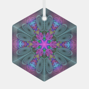 Mandala Colorful Strickendes Fraktal Kunst Kaleido Ornament Aus Glas