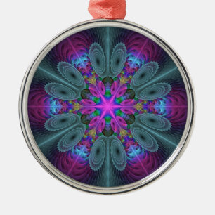 Mandala Colorful Strickendes Fraktal Kunst Kaleido Ornament Aus Metall