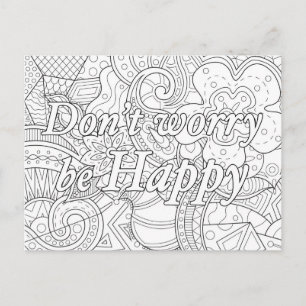 Mandala Colorierkarte, Don't Worry be happy Postkarte