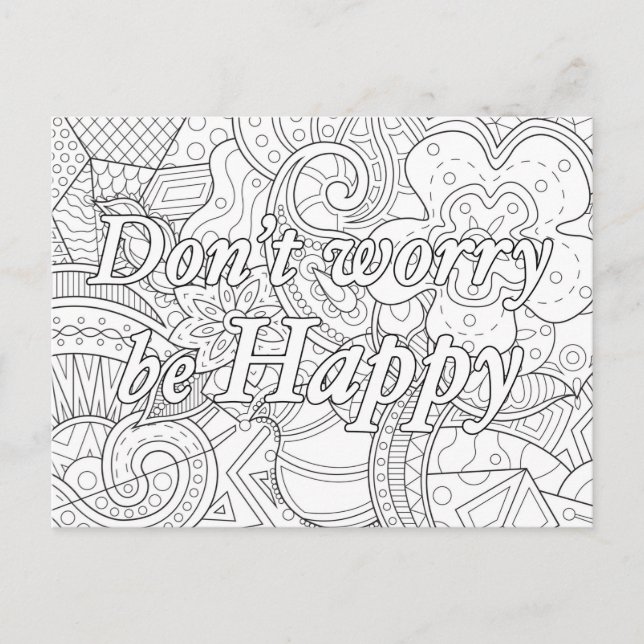 Mandala Colorierkarte, Don't Worry be happy Postkarte (Vorderseite)