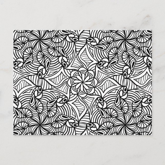 Mandala Coloring Abstrakt Pattern Postcard #1 Postkarte (Vorderseite)