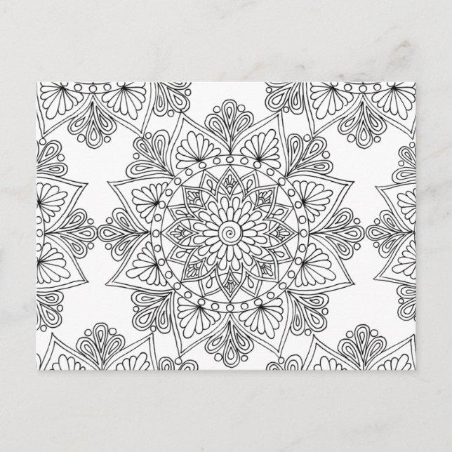 Mandala Coloring Floral Pattern Postkarte (Vorderseite)