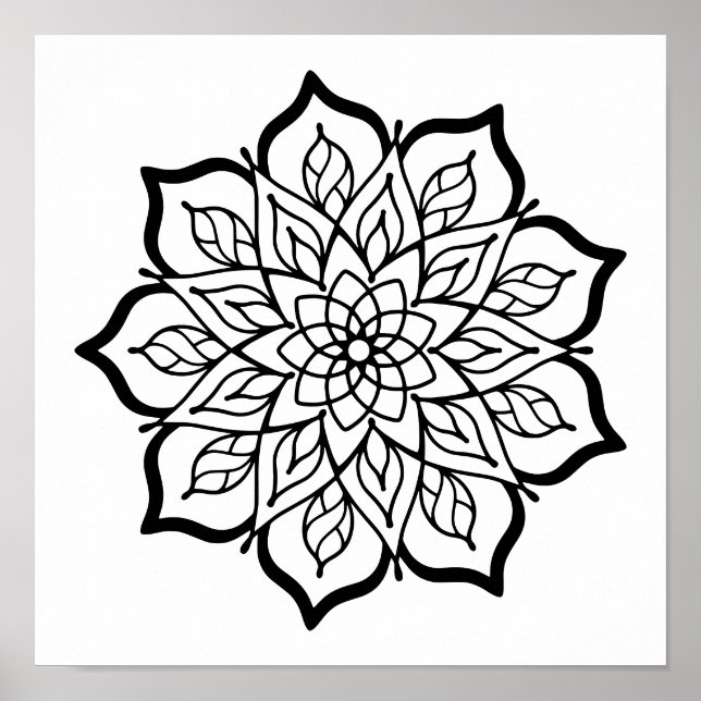 Mandala Coloring Poster – Sacred Geometry Wall Art (Vorne)