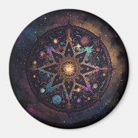 Mandala Cosmic Visionary Art Button Magnet