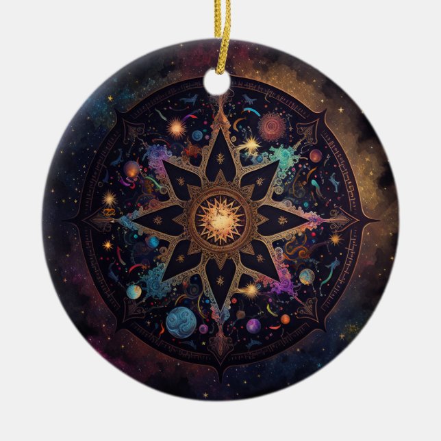 Mandala Cosmic Visionary Art Keramik Keramik Ornament (Vorne)