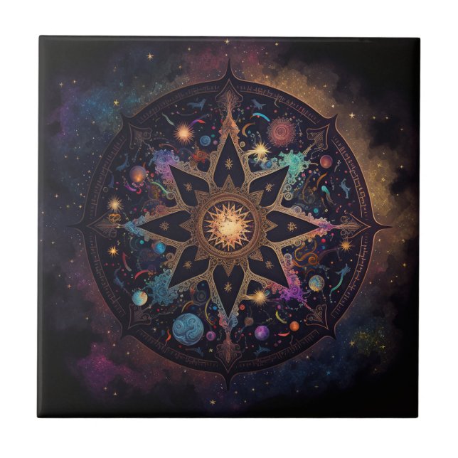 Mandala Cosmic Visionary Art Keramik Tile Fliese (Vorderseite)