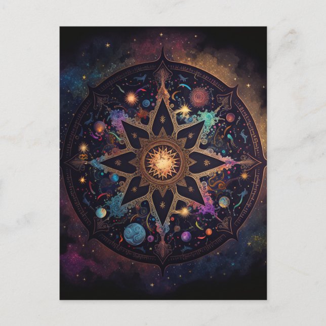 Mandala Cosmic Visionary Art Postcard Postkarte (Vorderseite)