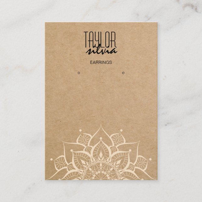 Mandala Craft Papier Ohrring-Display-Karte Visitenkarte (Vorderseite)