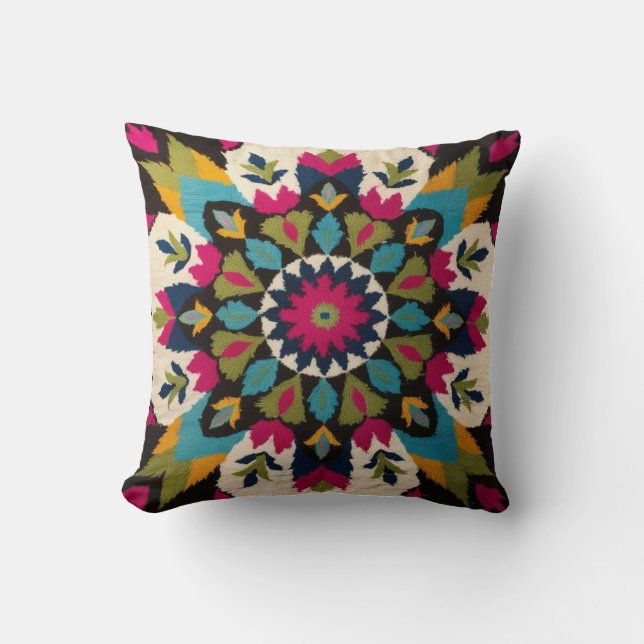 Mandala Cushions Bohemisches Statement-Stück Kissen (Vorderseite)