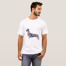 Mandala-Dachshund Basic T-Shirt, Weiß